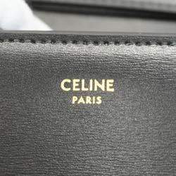 Celine Shoulder Bag Triomphe Leather Black Women's