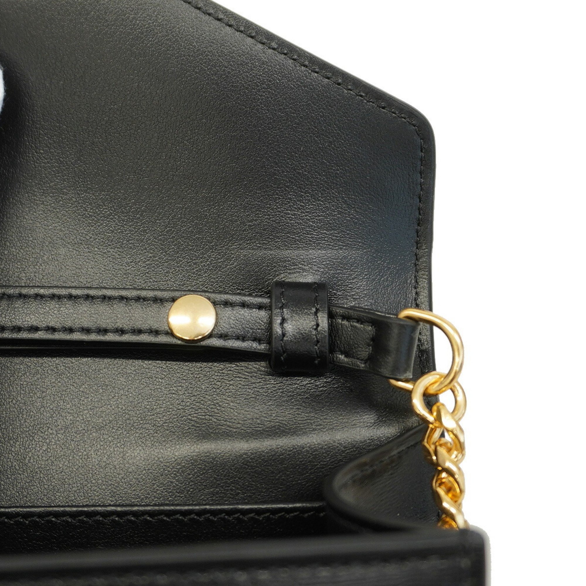 Celine Shoulder Bag Triomphe Leather Black Women's