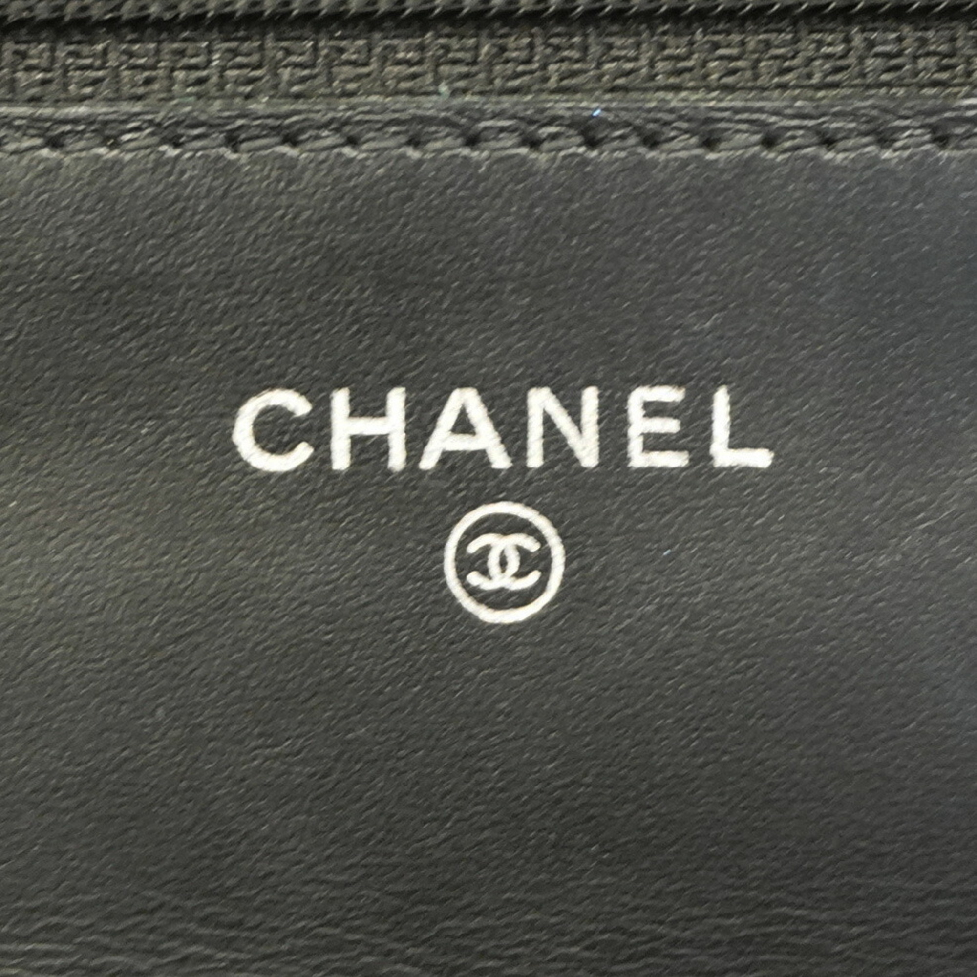 Chanel Shoulder Wallet Chain Caviar Skin Black Women's