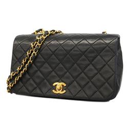 Chanel Shoulder Bag Matelasse Chain Lambskin Black Women's