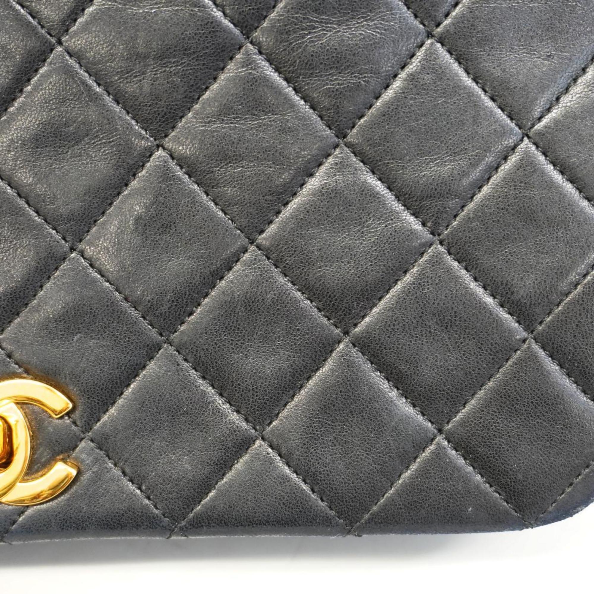 Chanel Shoulder Bag Matelasse Chain Lambskin Black Women's