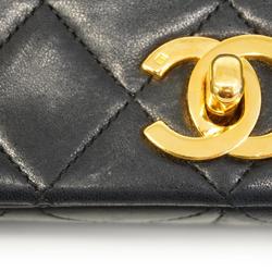 Chanel Shoulder Bag Matelasse Chain Lambskin Black Women's