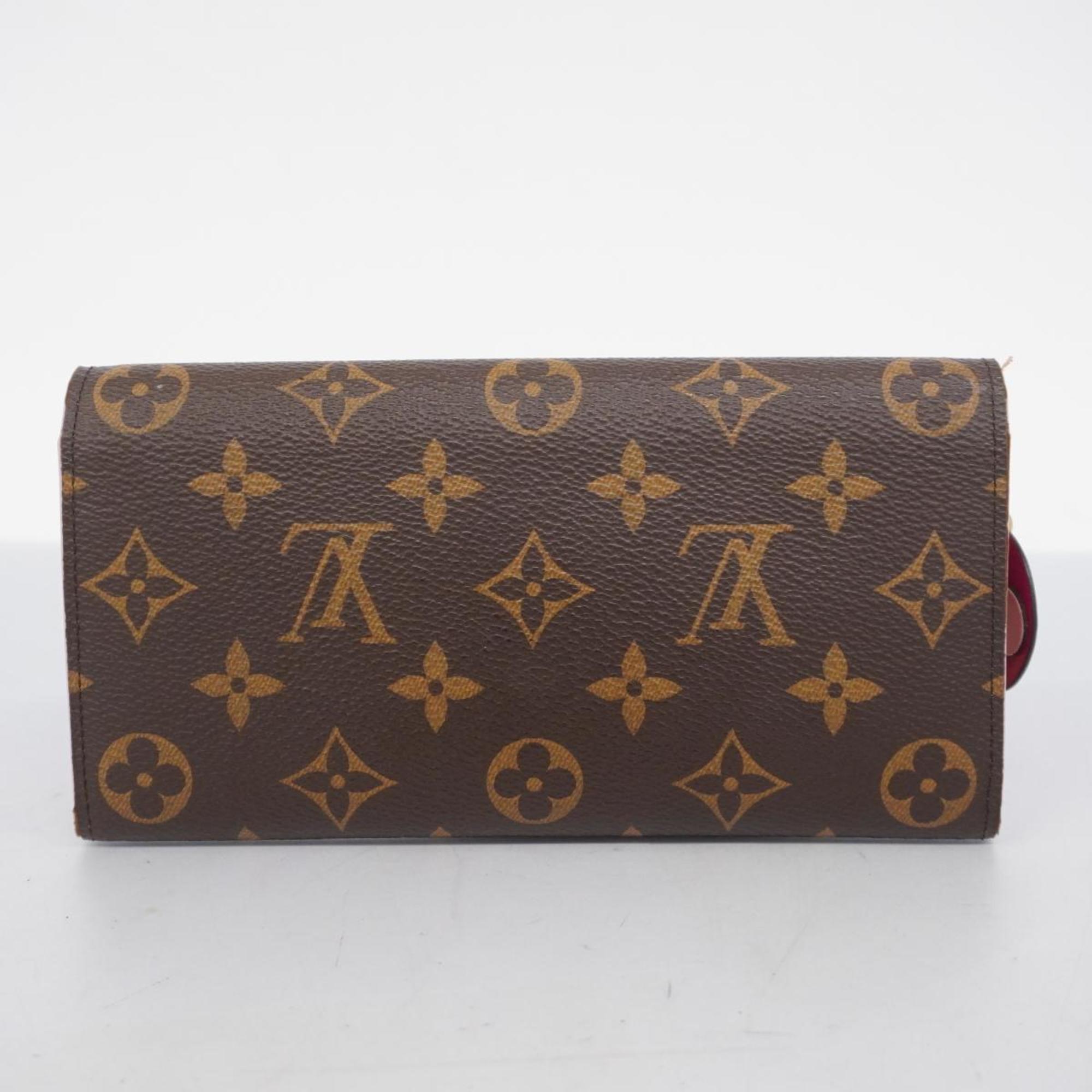 Louis Vuitton Long Wallet Monogram Flower Charm Portefeuille Emily M68313 Brown Hot Pink Ladies