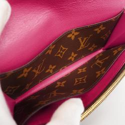 Louis Vuitton Long Wallet Monogram Flower Charm Portefeuille Emily M68313 Brown Hot Pink Ladies