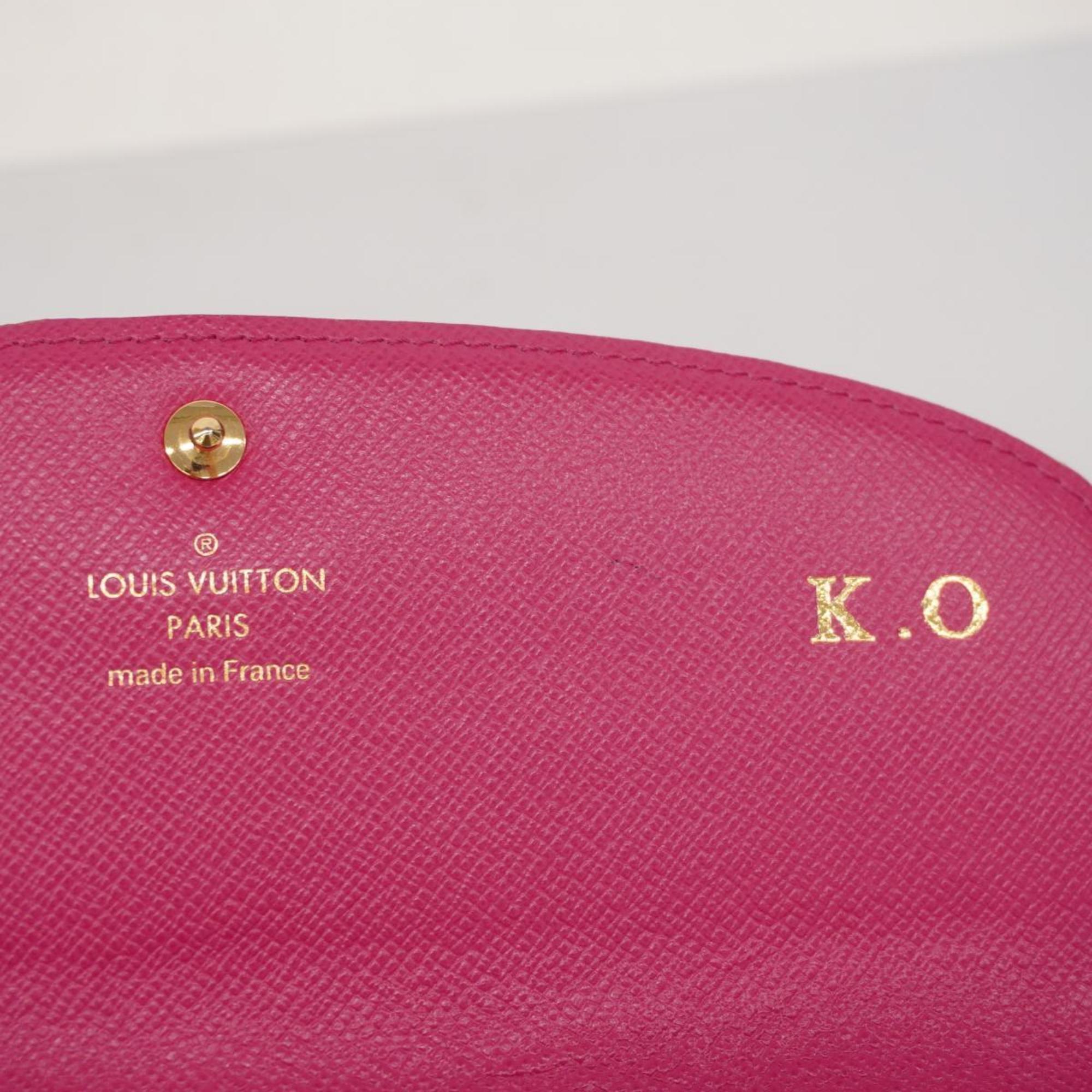 Louis Vuitton Long Wallet Monogram Flower Charm Portefeuille Emily M68313 Brown Hot Pink Ladies