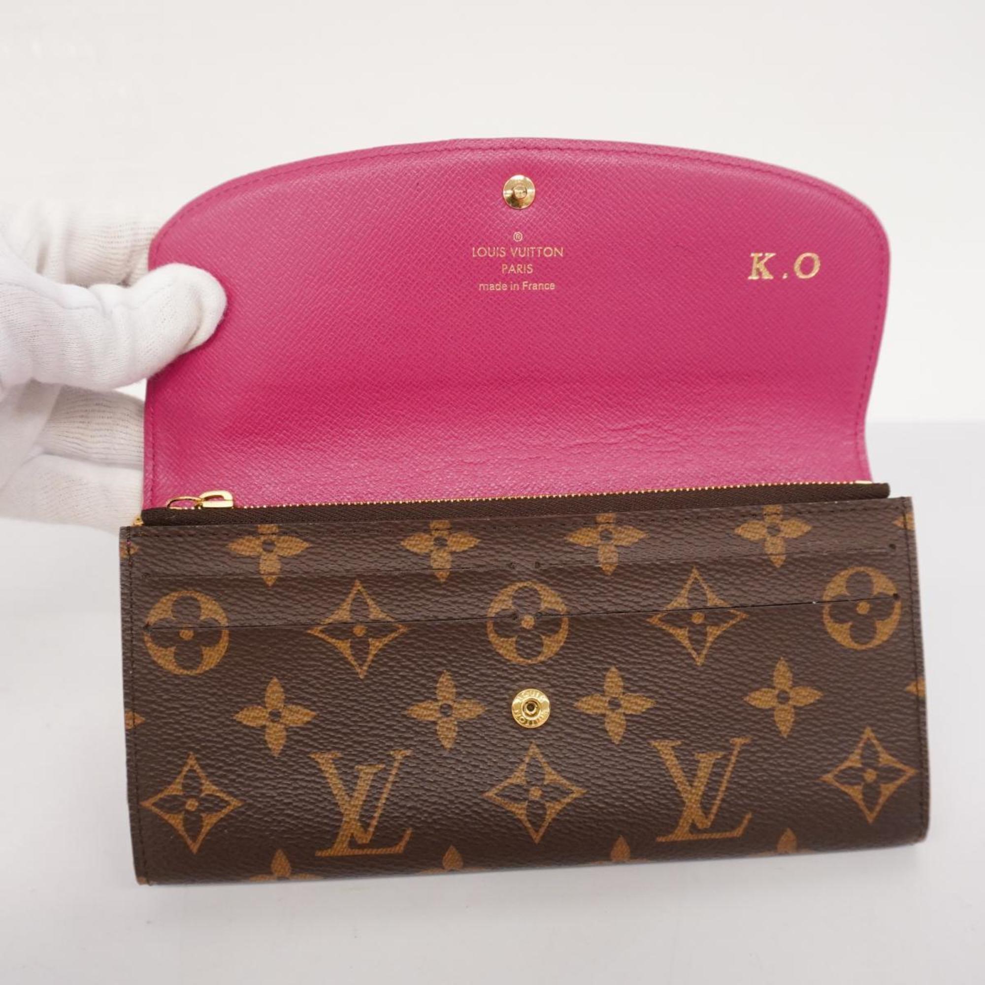 Louis Vuitton Long Wallet Monogram Flower Charm Portefeuille Emily M68313 Brown Hot Pink Ladies