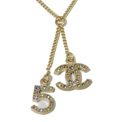 CHANEL Necklace Crystal Coco Mark No.5 Swing 06A Strass Rhinestone Clear Multicolor CC Women's