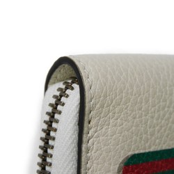 GUCCI Coin Case Compact Zip Around Wallet Shelly Web White Print 496319 0GCAT 8820 Men's Women's