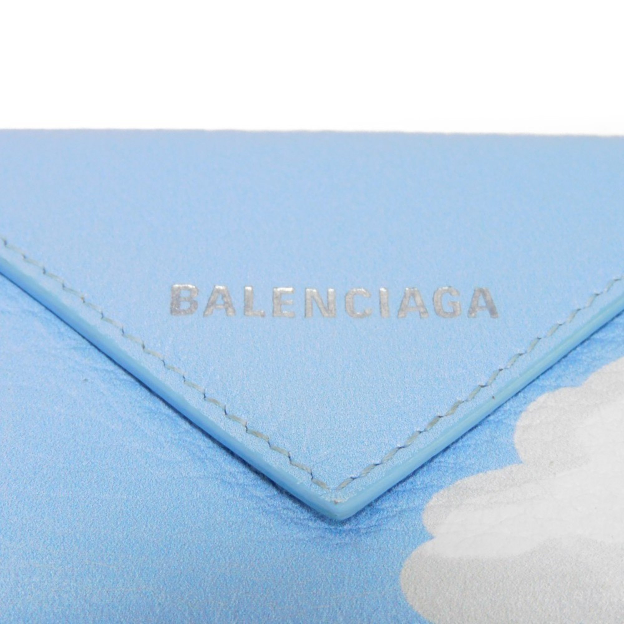 BALENCIAGA Tri-fold Wallet Paper Cloud Foil-stamped Compact New Blue 391446 1LE4N 4790 Men's Women's Billfold