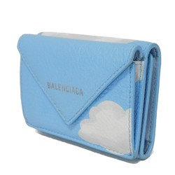 BALENCIAGA Tri-fold Wallet Paper Cloud Foil-stamped Compact New Blue 391446 1LE4N 4790 Men's Women's Billfold