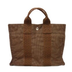 Hermes HERMES Tote Bag Air Line PM Nylon Canvas Handbag W Serie Button Brown Men's Women's