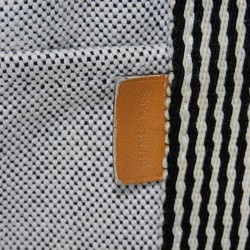 Hermes HERMES Tote Bag New Foultou MM Cotton Stripe Black Serie Button Toile H Light Gray Men's Women's