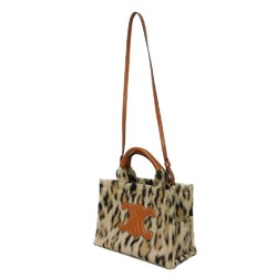 CELINE Tote Bag Small Cabas Thais Textile Calf Tan Shoulder Triomphe Leopard 199162FK1.19LE Women's Bags