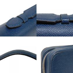 Louis Vuitton LOUIS VUITTON Long Wallet Zippy XL LV Embossed Navy Round Clutch Bag Taiga Blue Marine M44276 Men's Billfold