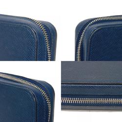 Louis Vuitton LOUIS VUITTON Long Wallet Zippy XL LV Embossed Navy Round Clutch Bag Taiga Blue Marine M44276 Men's Billfold