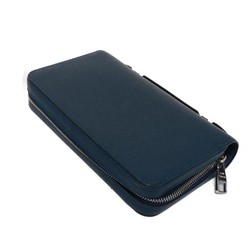 Louis Vuitton LOUIS VUITTON Long Wallet Zippy XL LV Embossed Navy Round Clutch Bag Taiga Blue Marine M44276 Men's Billfold