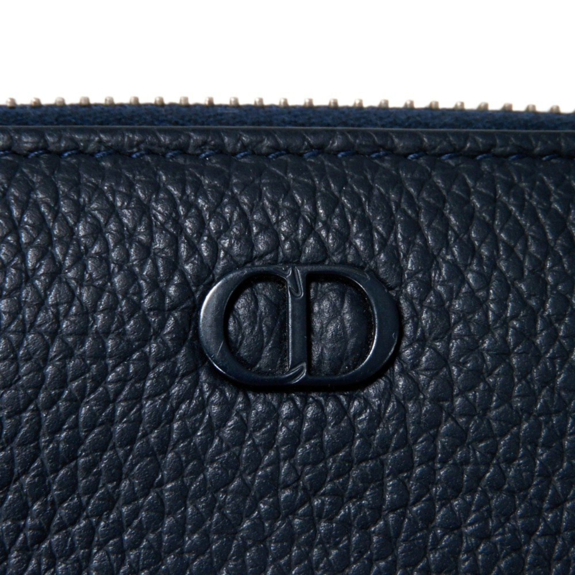 Christian Dior Dior Long Wallet CD Icon Zip ICON Navy Round Blue Denim 2ESBC252CDI_H10B Men's Billfold