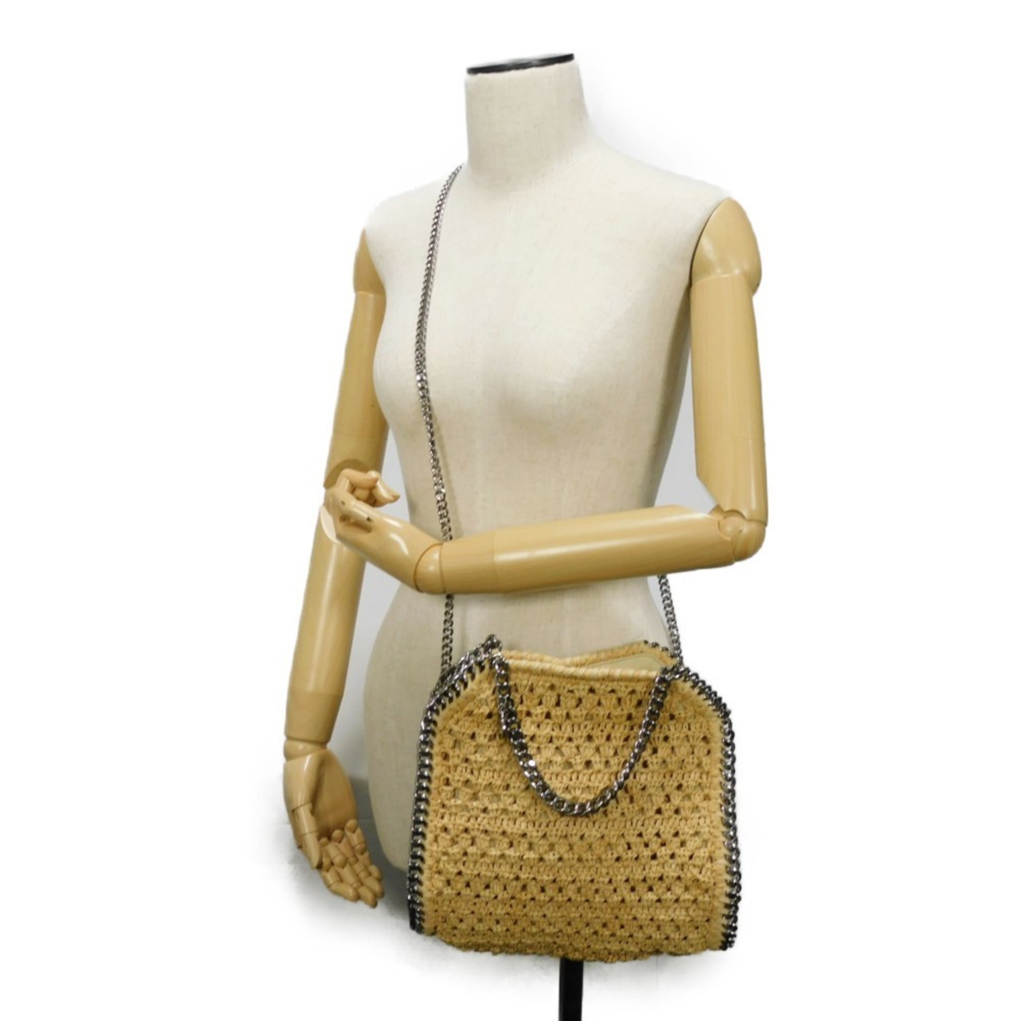 Stella McCartney Shoulder Bag Falabella Tote Chain Raffia Light Sand 371223 W8704 9740 Women's