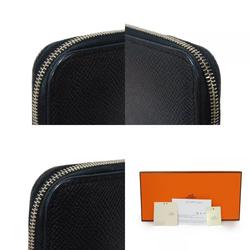 Hermes HERMES Long Wallet Azap Silk In Round Collier de Chien Veau Epsom Barenia Black 067388CK-AH C Stamp Men's Women's Billfold