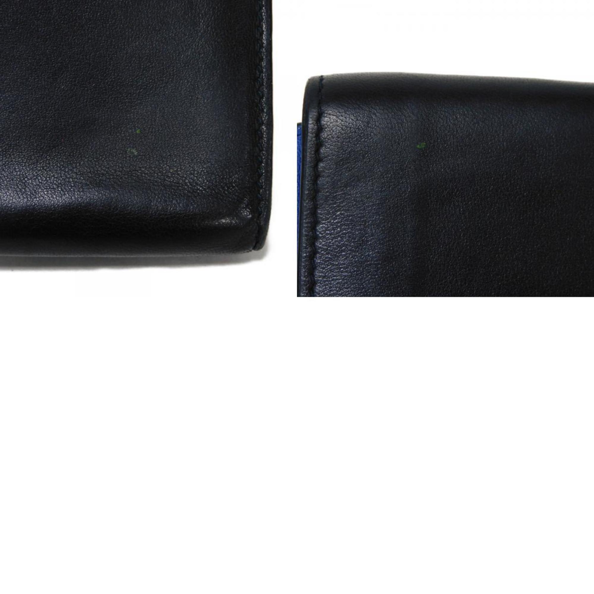 Bottega Veneta Tiny Wallet Nero Blue Black Bicolor RFID Intrecciato 515385 VO0B2 4126 Men's Billfold