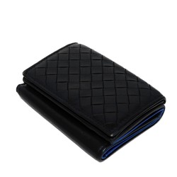 Bottega Veneta Tiny Wallet Nero Blue Black Bicolor RFID Intrecciato 515385 VO0B2 4126 Men's Billfold