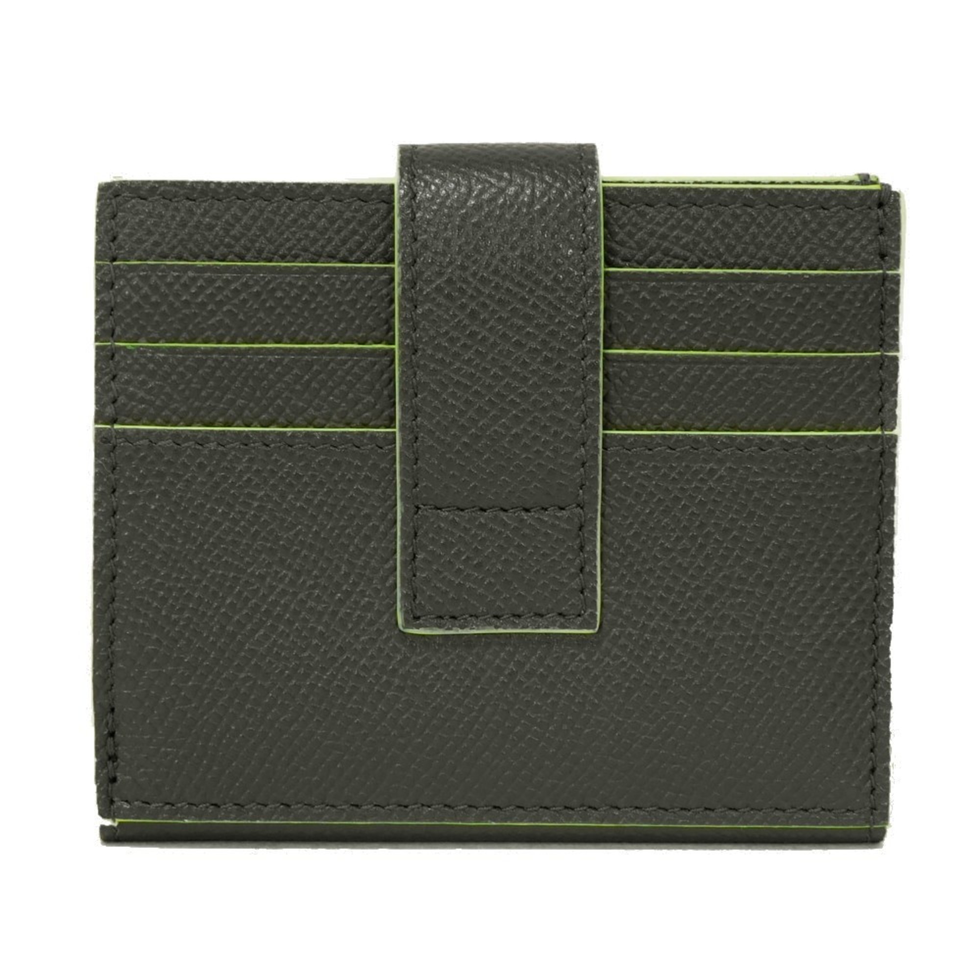 BVLGARI Card Case Fragment Holder Twin Thunder Rice Gray Neon Yellow Pass RFID Hiroshi Fujiwara 289527 Men's