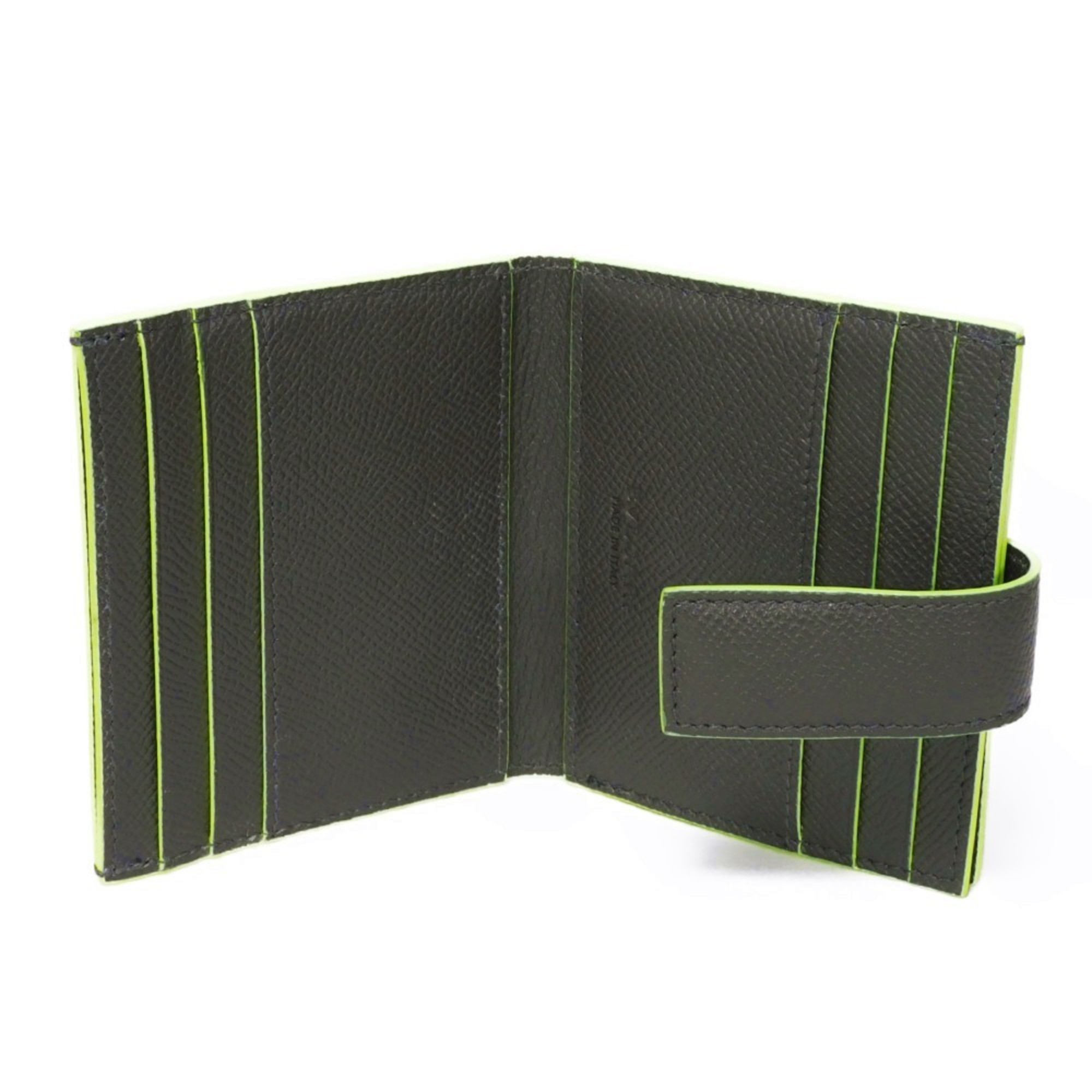 BVLGARI Card Case Fragment Holder Twin Thunder Rice Gray Neon Yellow Pass RFID Hiroshi Fujiwara 289527 Men's