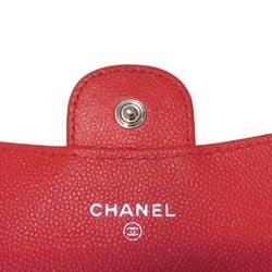 CHANEL Bi-fold Wallet Matelasse Compact Caviar Skin Coin Case Card Coco Mark Fuchsia A31504 Women's Billfold