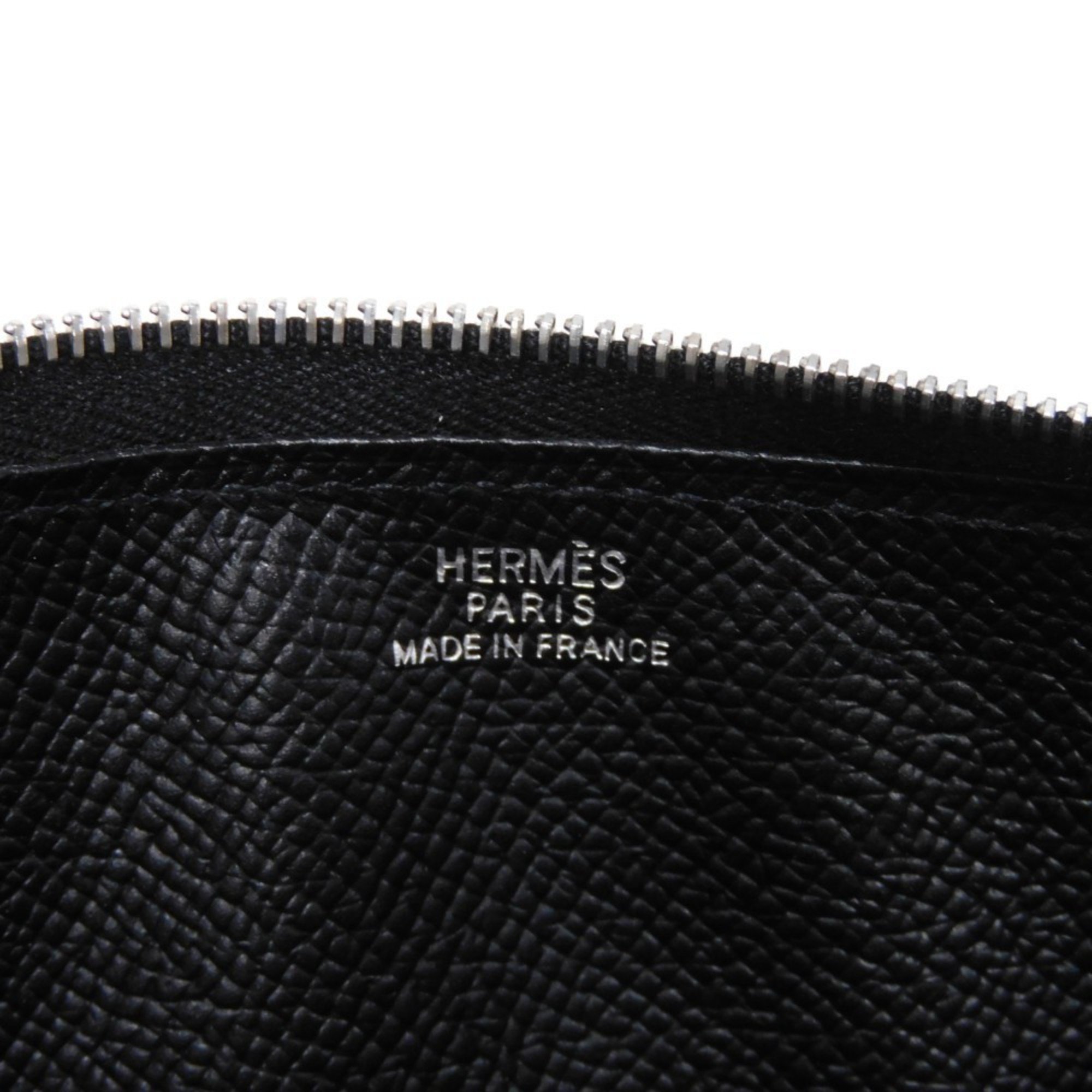 Hermes HERMES Long Wallet Azap Classic Round Silver S Metal Palladium All Leather Veau Epsom Black □I Engraved Men's Women's Bill Compartment