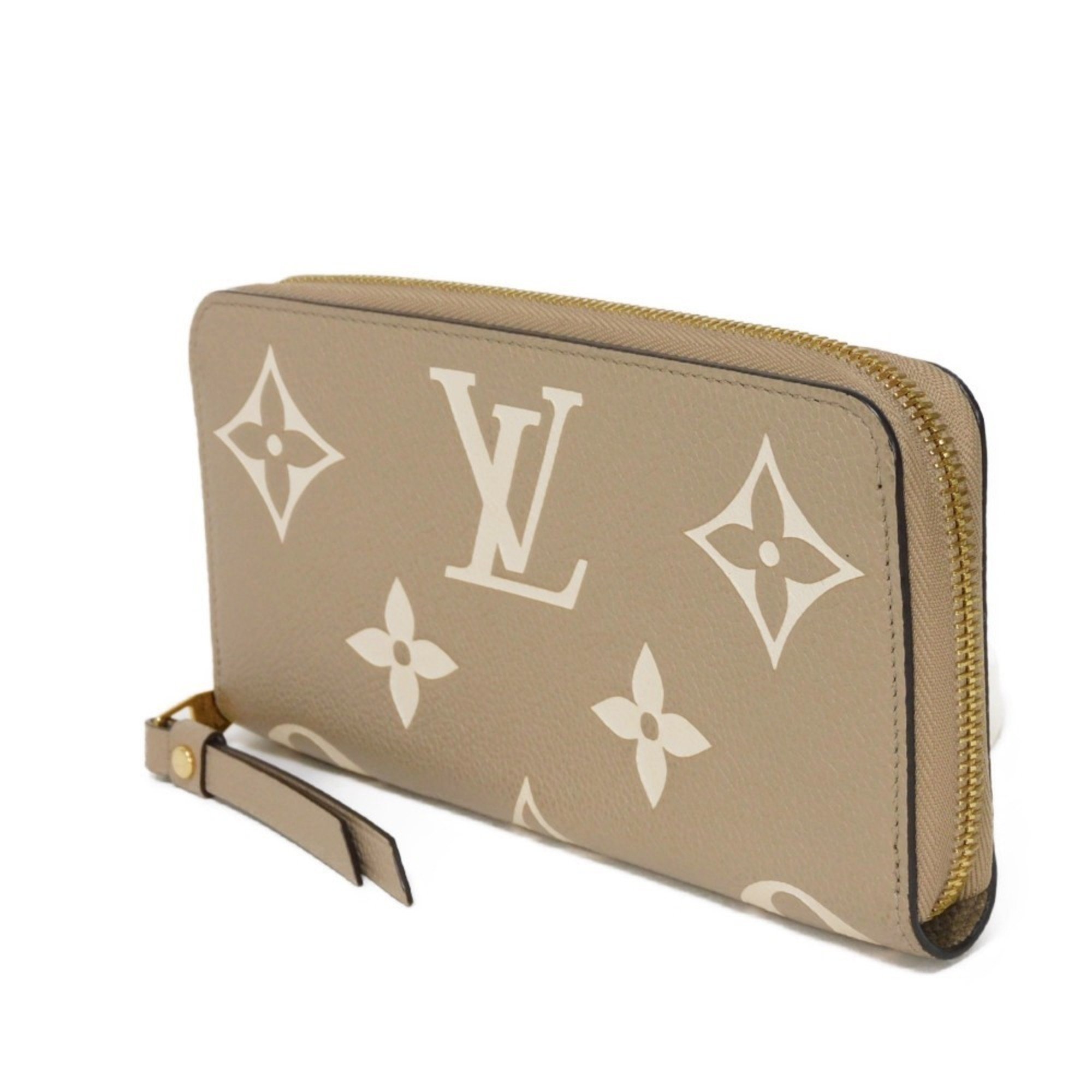 Louis Vuitton LOUIS VUITTON Long Wallet Zipper Current Tourterelle Crème Round RFID Monogram Empreinte M69794 Men's Women's Billfold