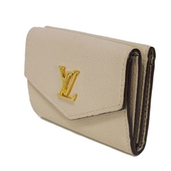 Louis Vuitton LOUIS VUITTON Tri-fold Wallet Portefeuille Lock Current LV Signature Grain Calf RFID Greige M69340 Men's Women's Billfold