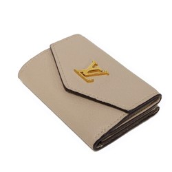 Louis Vuitton LOUIS VUITTON Tri-fold Wallet Portefeuille Lock Current LV Signature Grain Calf RFID Greige M69340 Men's Women's Billfold