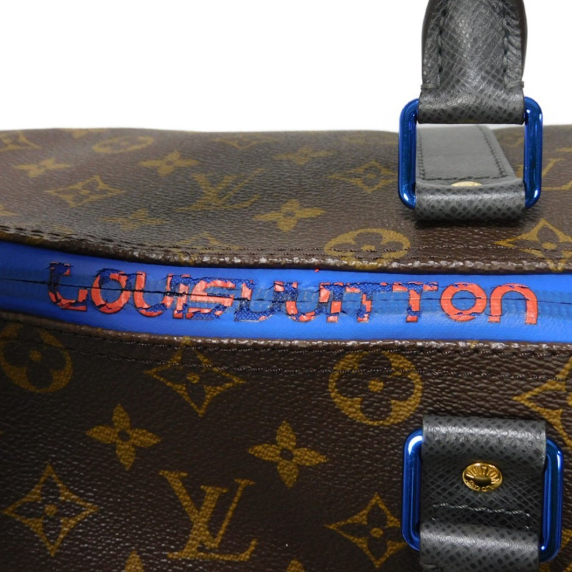 Louis Vuitton LOUIS VUITTON Boston Bag Keepall Bandouliere 45 LV Flower Cobalt 18SS Monogram Taiga Maroon M43856 Men's