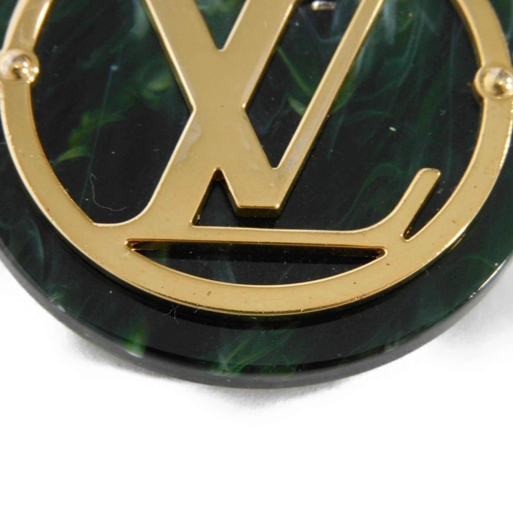 Louis Vuitton LOUIS VUITTON Keychain Portocle LV Token Signature Marble GP Gold Key Ring Circle Green MP2722 Men's