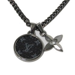 LOUIS VUITTON Necklace Monogram Eclipse Pendant Signature Black Grey LV Flower Noir M00679 Men's