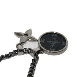 LOUIS VUITTON Necklace Monogram Eclipse Pendant Signature Black Grey LV Flower Noir M00679 Men's