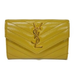 Yves Saint Laurent Saint Laurent Paris Monogram Small Envelope Wallet Quilted YSL Dark Yellow 414404 BOW01 7314 Men's Women's Billfold