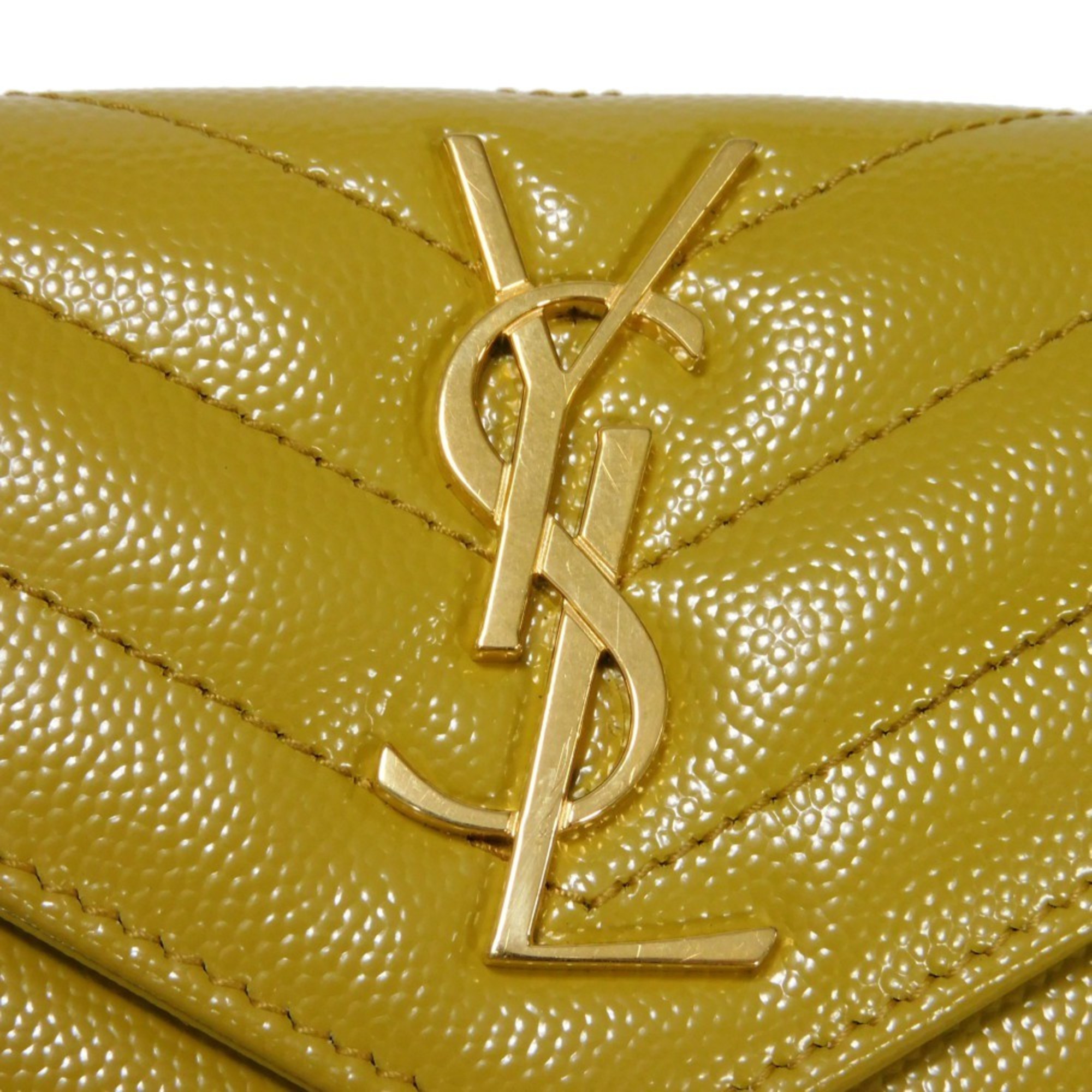 Yves Saint Laurent Saint Laurent Paris Monogram Small Envelope Wallet Quilted YSL Dark Yellow 414404 BOW01 7314 Men's Women's Billfold