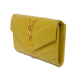 Yves Saint Laurent Saint Laurent Paris Monogram Small Envelope Wallet Quilted YSL Dark Yellow 414404 BOW01 7314 Men's Women's Billfold