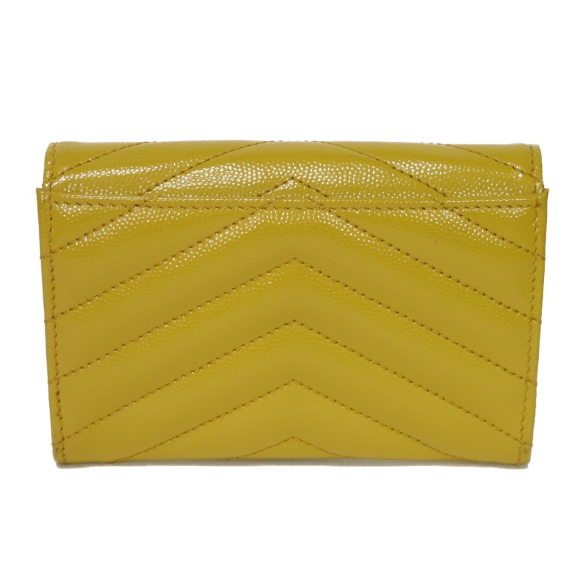 Yves Saint Laurent Saint Laurent Paris Monogram Small Envelope Wallet Quilted YSL Dark Yellow 414404 BOW01 7314 Men's Women's Billfold