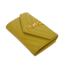 Yves Saint Laurent Saint Laurent Paris Monogram Small Envelope Wallet Quilted YSL Dark Yellow 414404 BOW01 7314 Men's Women's Billfold