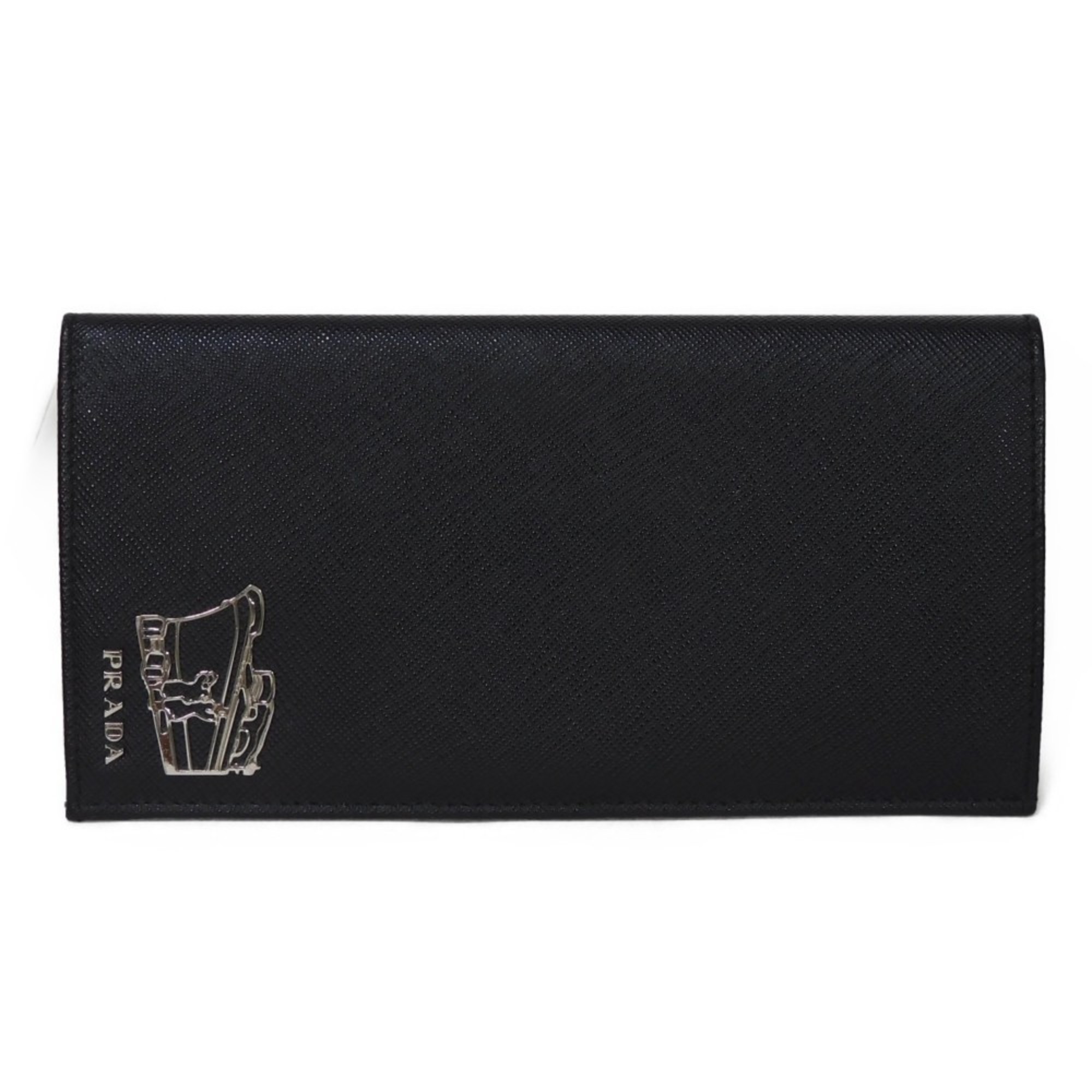 PRADA Long Wallet Saffiano Flap Ship Black Billfold Metal Nero 2MV341 9Z2 F0ES9 Men's