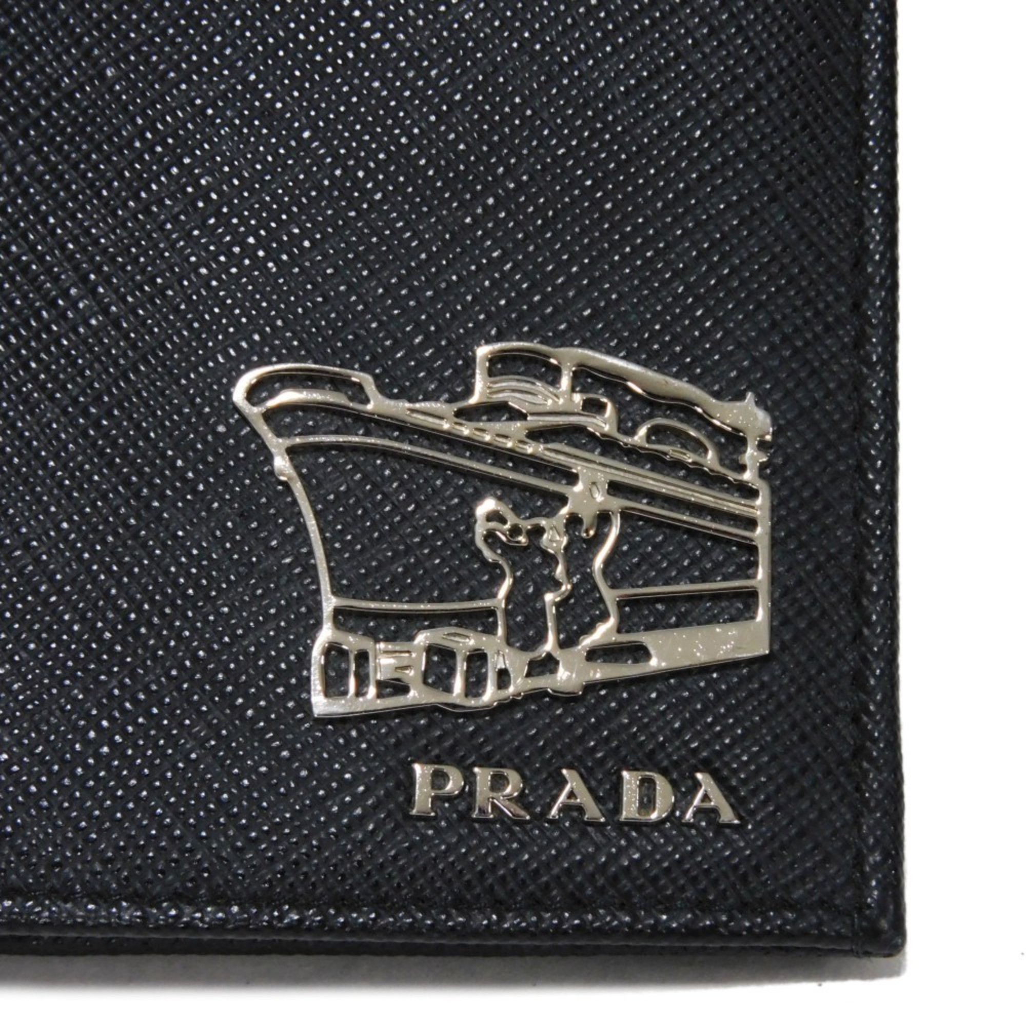 PRADA Long Wallet Saffiano Flap Ship Black Billfold Metal Nero 2MV341 9Z2 F0ES9 Men's