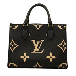 Louis Vuitton Handbag Monogram Empreinte Bicolor On the Go PM M45659 Black Beige Women's