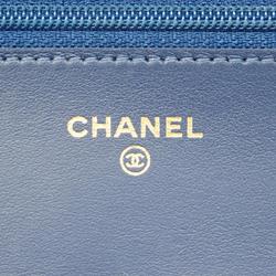 Chanel Shoulder Wallet COCO Chain Denim Blue Women's