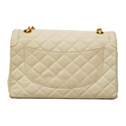 Chanel Shoulder Bag Matelasse Paris Limited W Flap Chain Lambskin White Women's