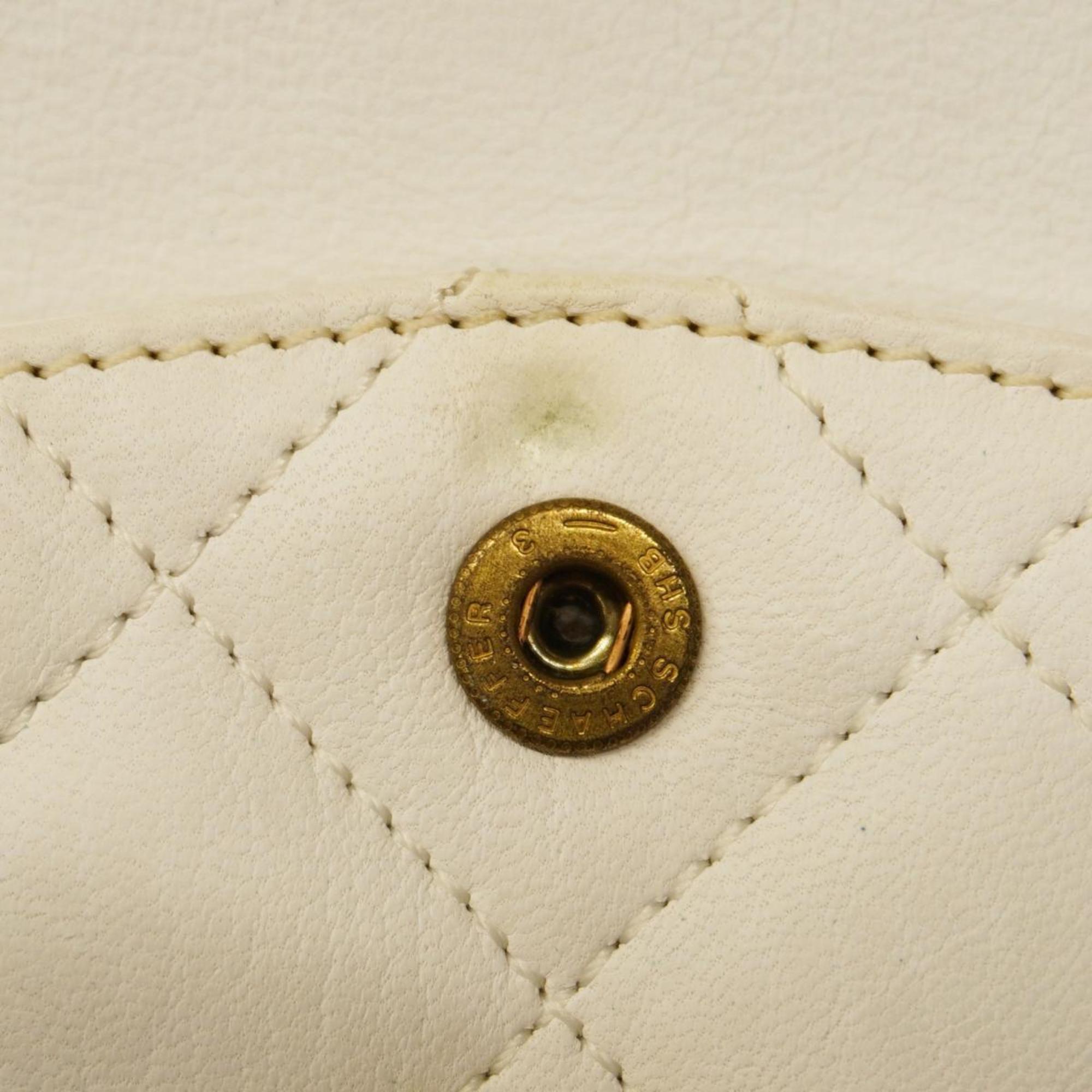 Chanel Shoulder Bag Matelasse Paris Limited W Flap Chain Lambskin White Women's