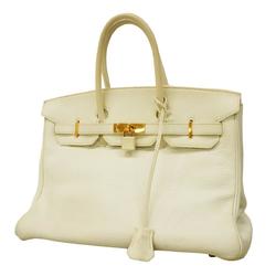 Hermes handbag Birkin 35 □F stamp Taurillon Clemence white ladies