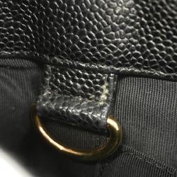 Chanel Shoulder Bag Matelasse Chain Caviar Skin Black Champagne Women's