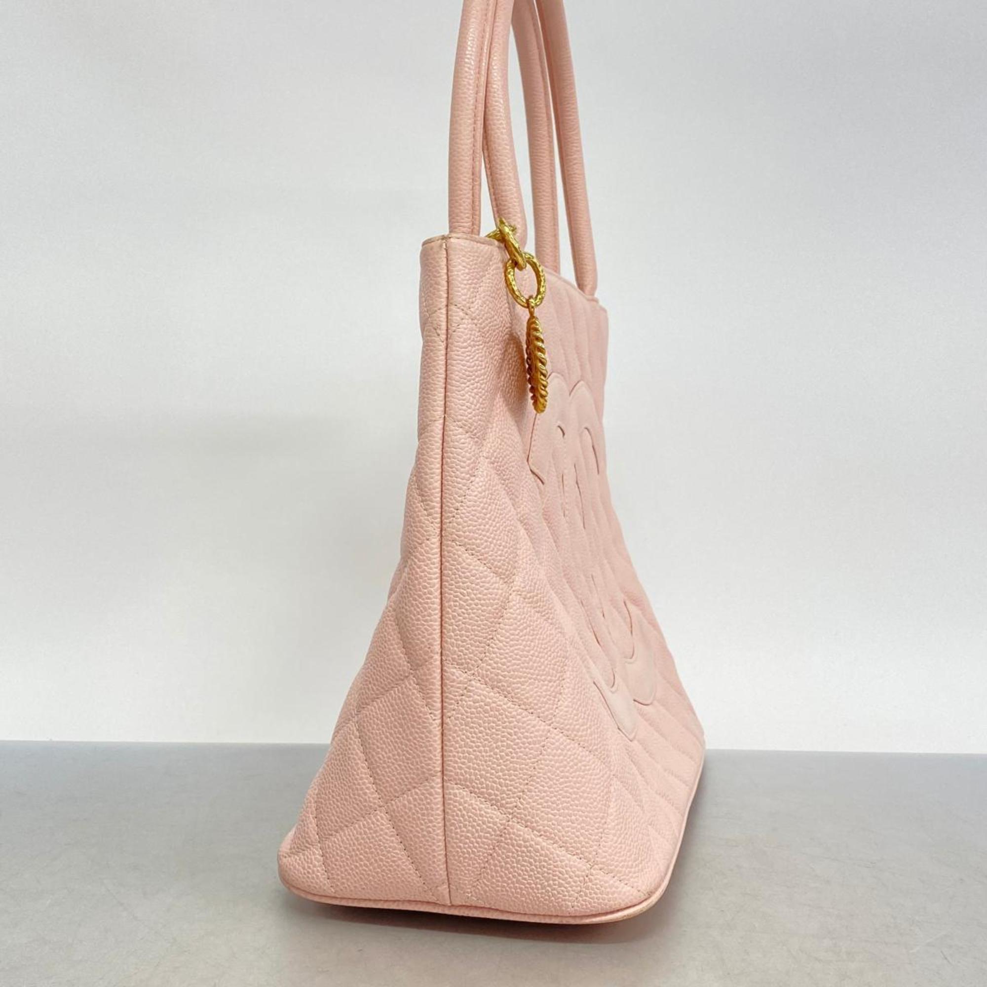 Chanel Tote Bag Reproduction Caviar Skin Pink Women's